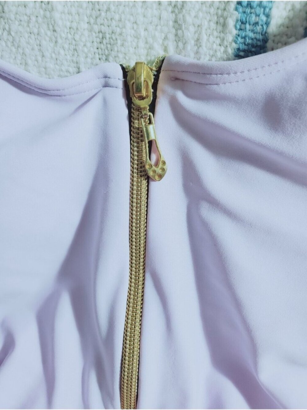 Cool Lilac Padded Cheeky High Cut Swimsuit with Zip Front - Picture 8 of 15
